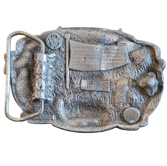 Bergamot - 1983 Vintage Pewter Silver Football Belt Buckle America's #1 Sport - Picture 2 of 6